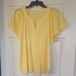 Jane and Delancey Yellow Eyelet Sleeve Blouse